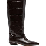 Stivali bettina con effetto pelle coccodrillo in marrone Paris texas - donna 