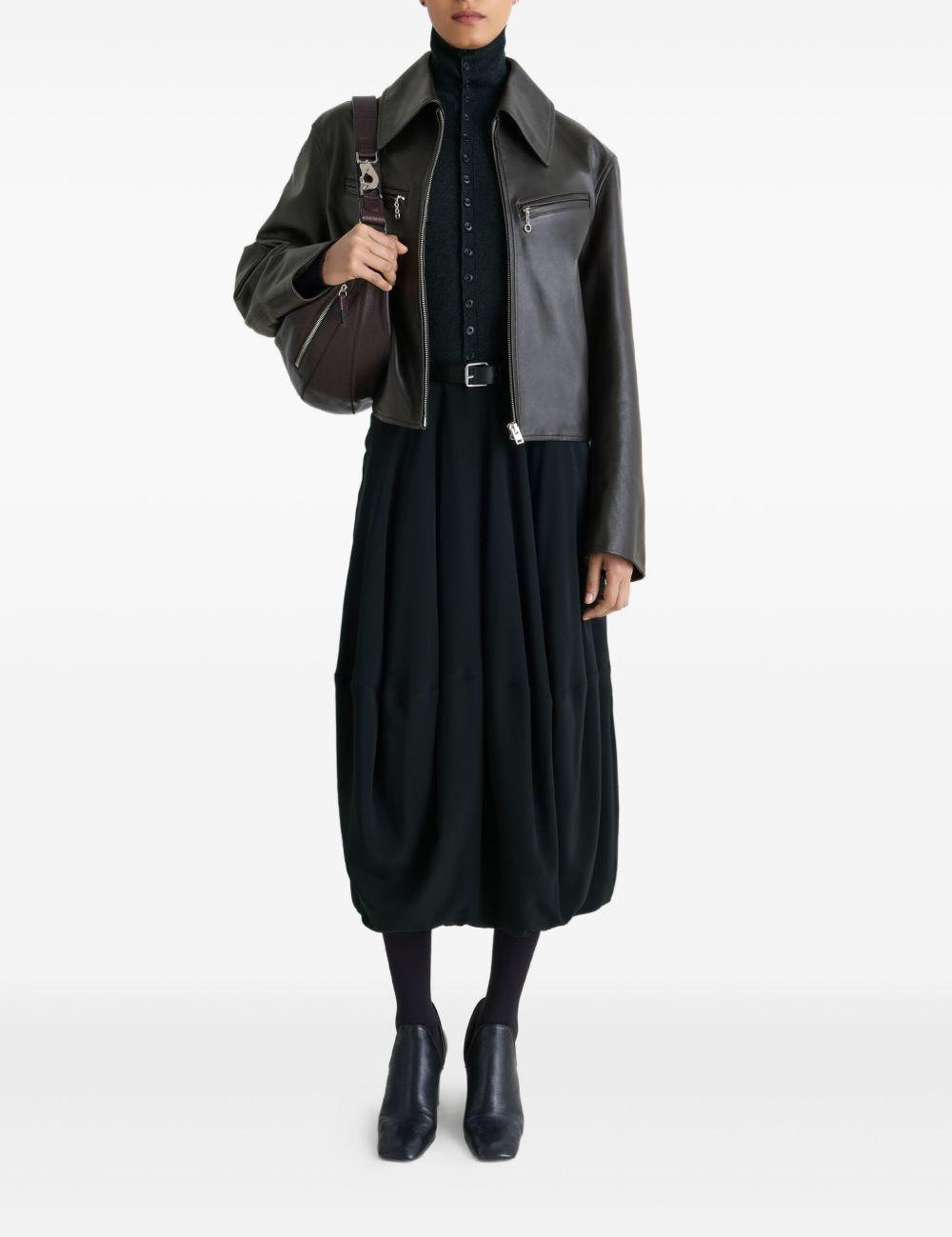 Giacca in pelle con zip in marrone Lemaire - donna 