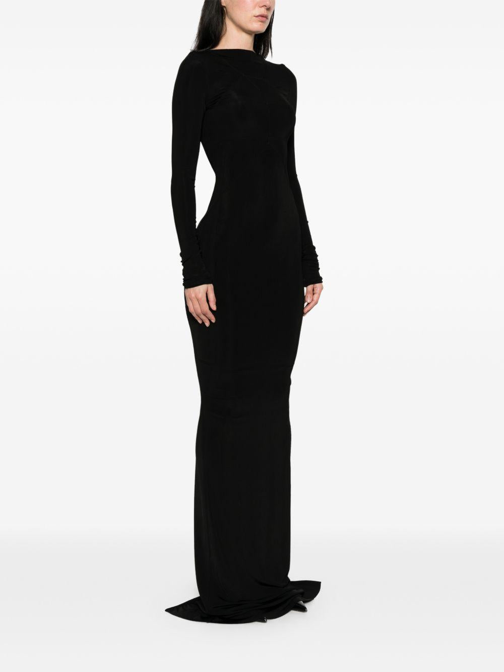 Abito maxi a maniche lunghe Temple in nero Rick owens - donna 