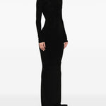 Abito maxi a maniche lunghe Temple in nero Rick owens - donna 