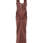 Abito da sera con scollo a cuore in marrone The new arrivals ilkyaz ozel - donna 
