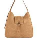 Borsa a spalla con fibbia H in suede marrone Hogan - donna 