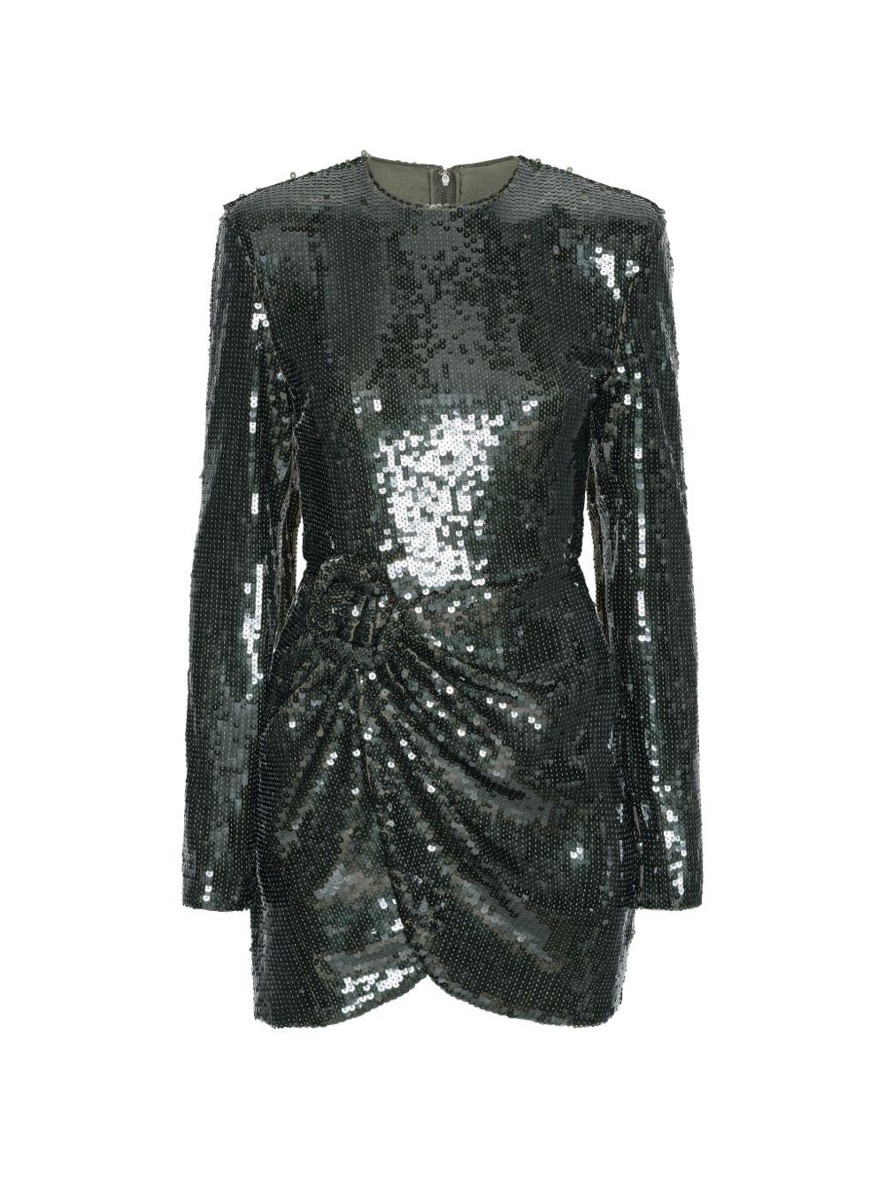 Abito corto con paillettes in verde 