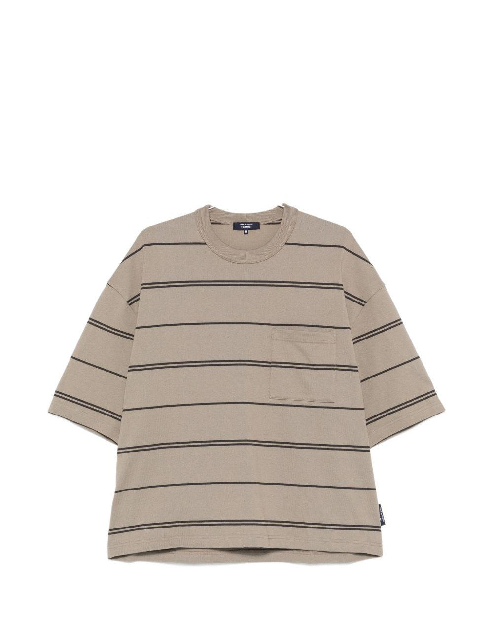 T-shirt a righe con taschino sul petto in beige Comme des garcons homme - uomo 