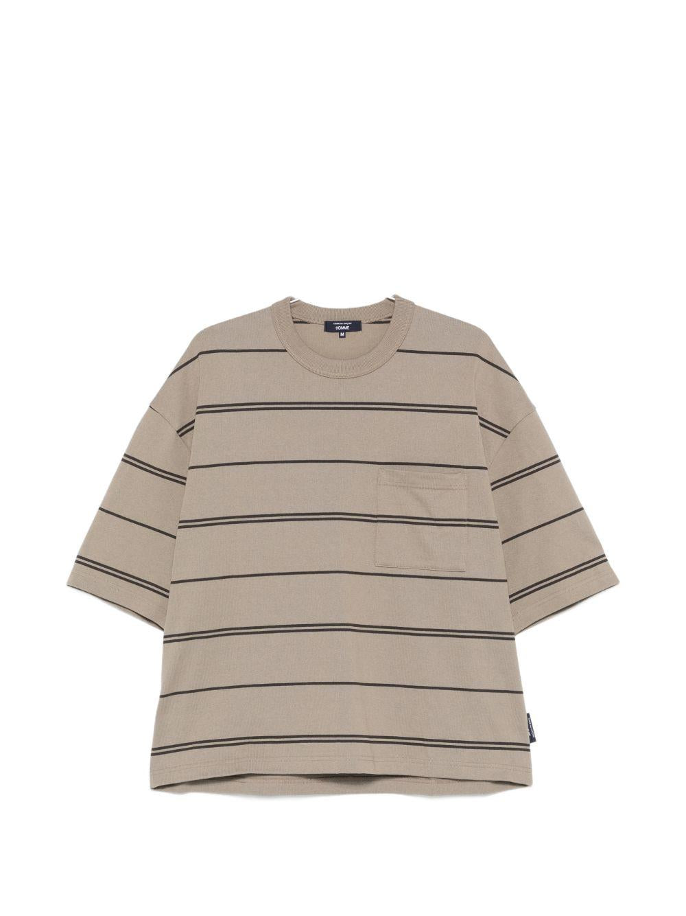 T-shirt a righe con taschino sul petto in beige Comme des garcons homme - uomo 