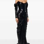 Abito maxi con spalle scoperte in blu Alex perry - donna 