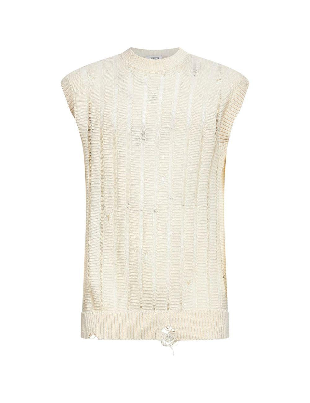 Gilet in maglia a coste in beige Laneus - uomo 