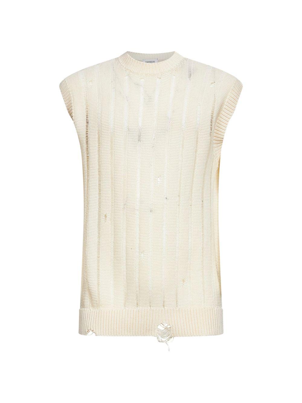 Gilet in maglia a coste in beige Laneus - uomo 