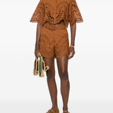 Camicia cropped in broderie-anglaise storm in marrone Charo ruiz ibiza 1989 - donna 