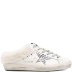 Mules con shearling super star in bianco 