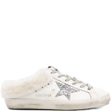 Mules con shearling super star in bianco 