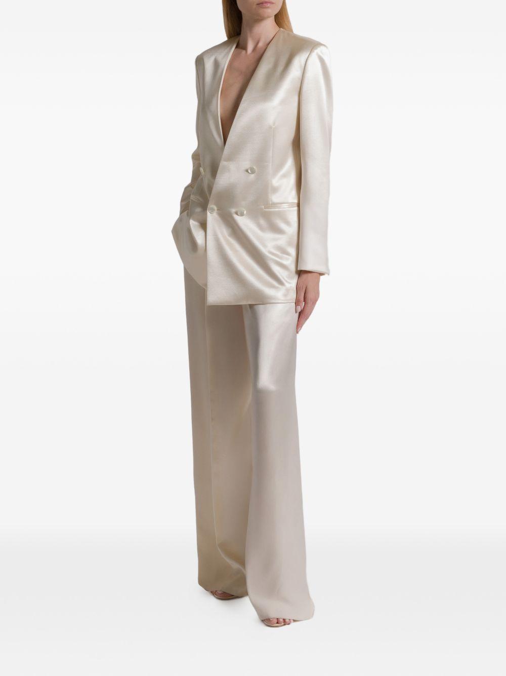 Giacca doppiopetto satinata in avorio Alberta Ferretti - donna 