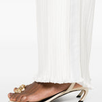 Pantaloni dritti con pieghe in bianco - donna 