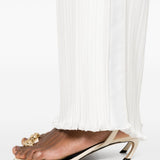 Pantaloni dritti con pieghe in bianco - donna 