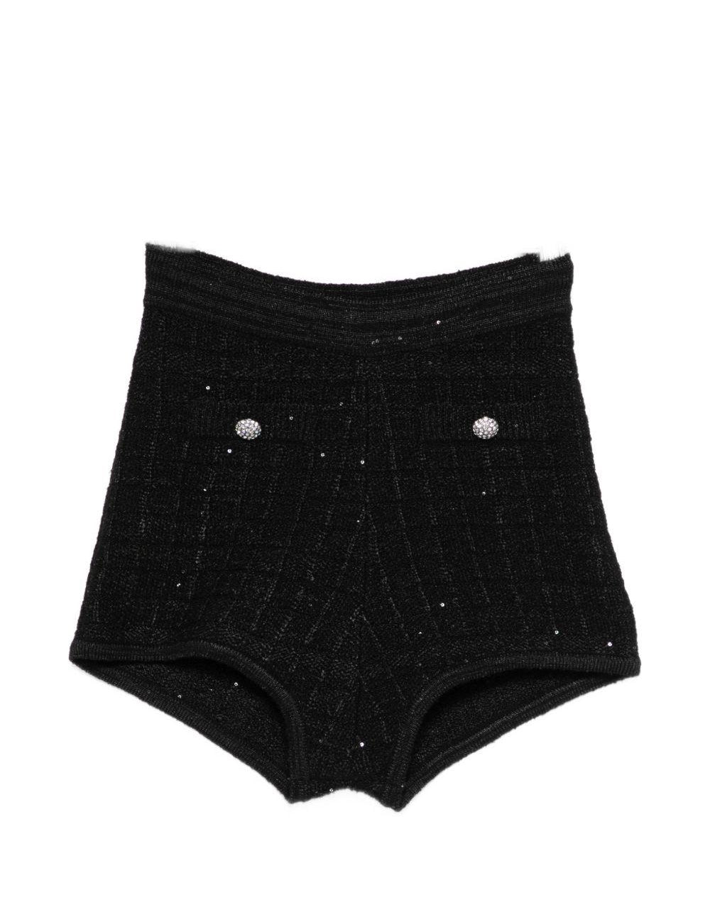 Shorts in maglia con pailletes in nero Alessandra rich - donna 