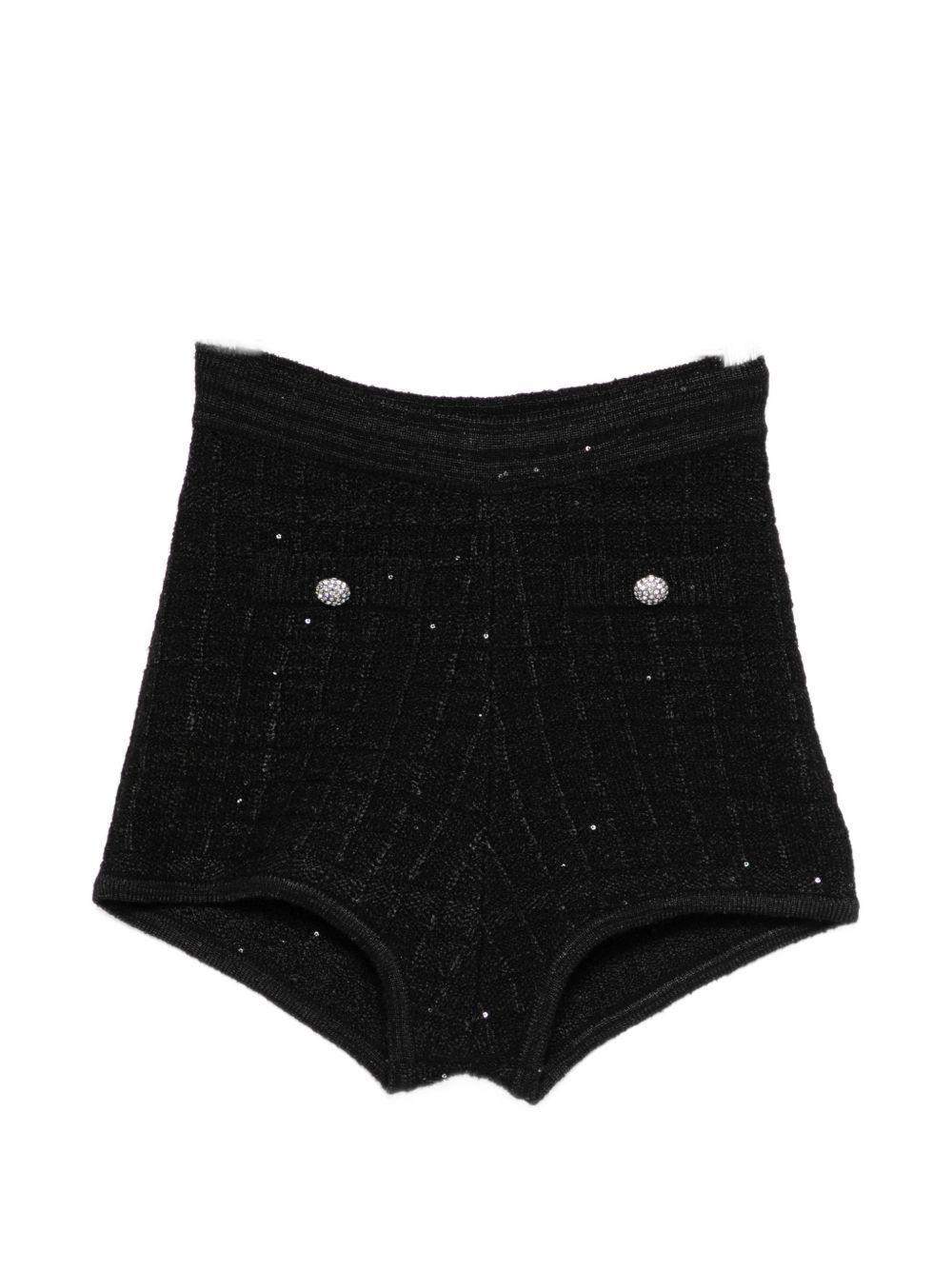 Shorts in maglia con pailletes in nero Alessandra rich - donna 