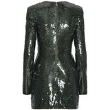 Abito corto con paillettes in verde 