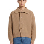 Cardigan in lana con bottoni camel 