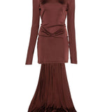 Abito mini con strascico in bordeaux David Koma - donna 