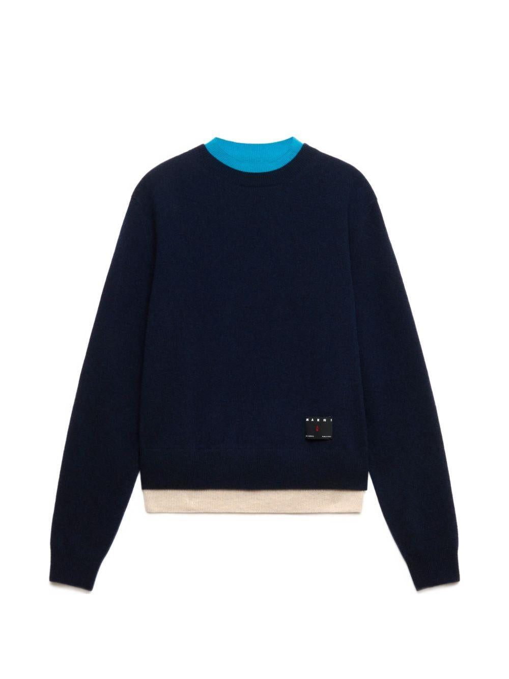 Maglione in cashmere con effetto a strati in blu 