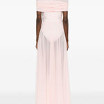 Abito lungo con design satinato in rosa Norma kamali - donna 