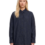 Camicia oversize in denim blu scuro 