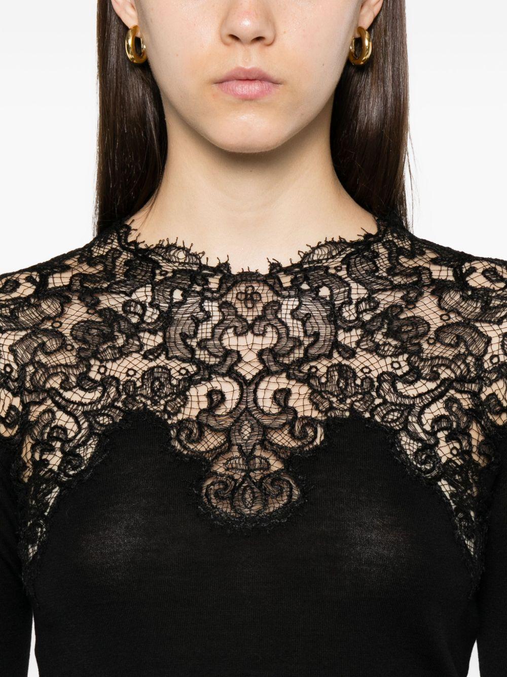 Maglione con bordo di pizzo in nero Ermanno scervino - donna 