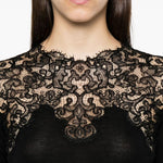 Maglione con bordo di pizzo in nero Ermanno scervino - donna 
