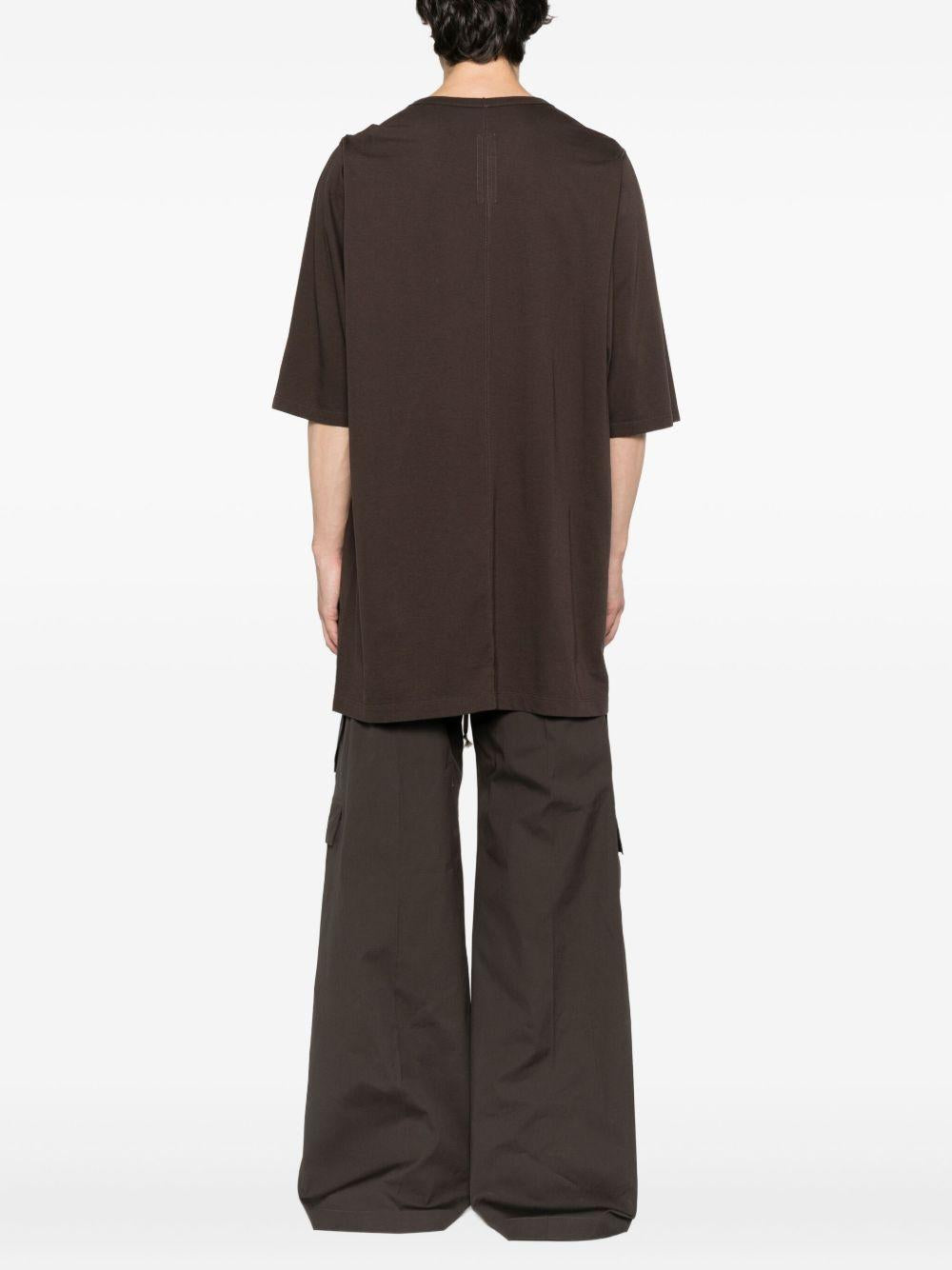 T-shirt a maniche corte con scollo rotondo in marrone Rick owens - uomo 