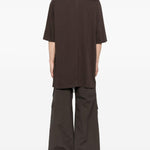 T-shirt a maniche corte con scollo rotondo in marrone Rick owens - uomo 