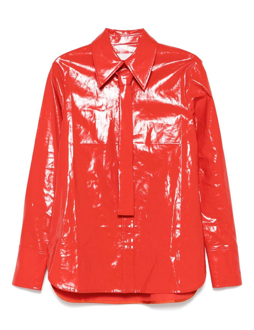 Camicia con cravatta integrata in vernice rossa Jil Sander - donna 