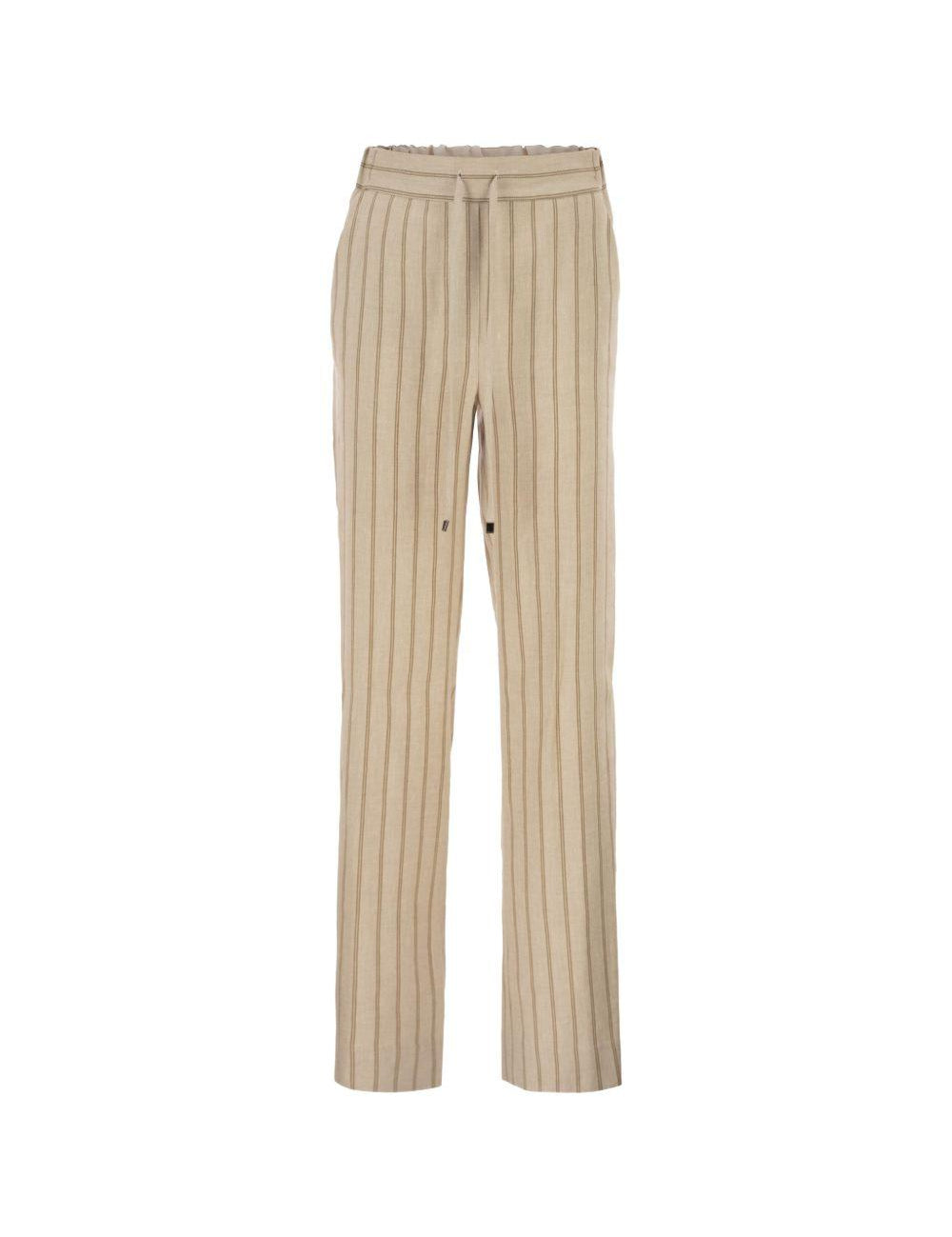Pantaloni slim-fit a righe in beige Antonelli - donna 