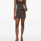 Abito mini con fiori applicati in marrone Magda Butrym - donna 