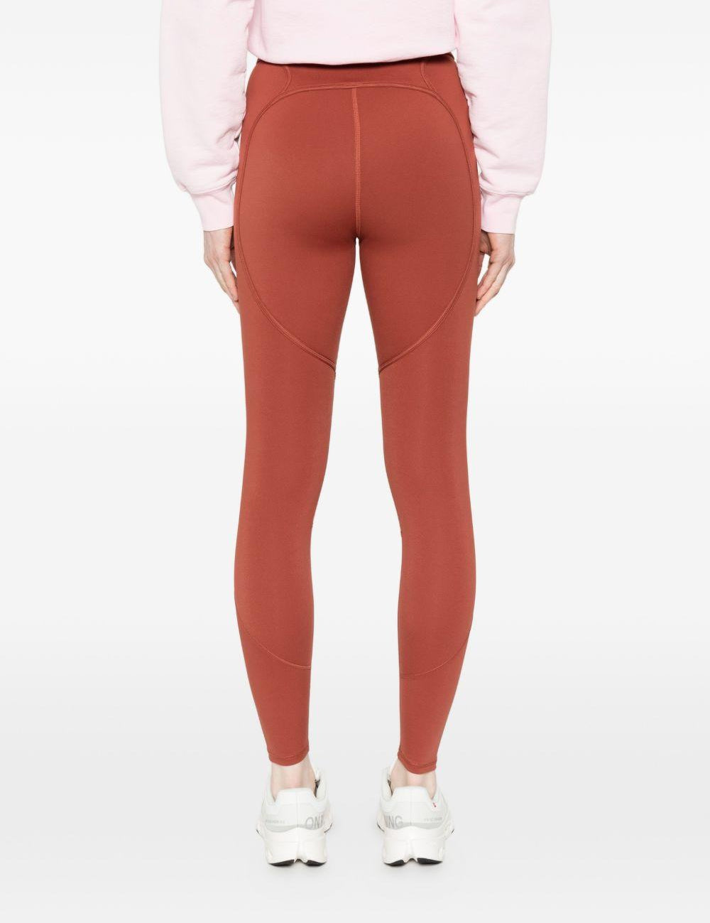 Leggings con logo in rosso terracotta Adidas by Stella Mc Cartney - donna 