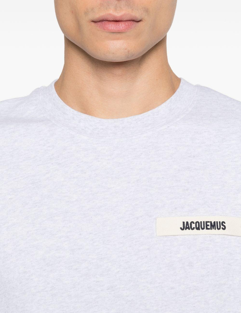T-shirt con logo e toppa in gros grain in grigio Jacquemus - uomo 