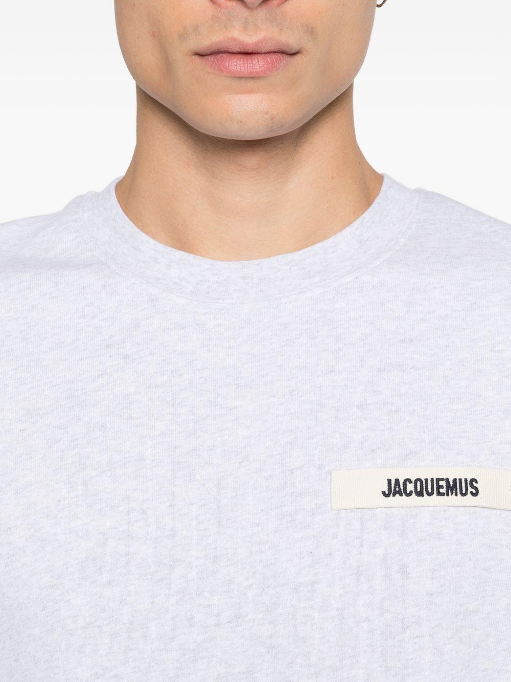 T-shirt con logo e toppa in gros grain in grigio Jacquemus - uomo 