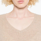 Maglione con scollo a V in beige Gotha - donna 