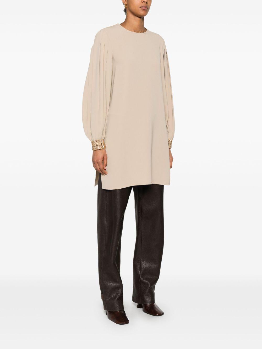 Blusa con ricami quadro in beige Maxmara -donna 