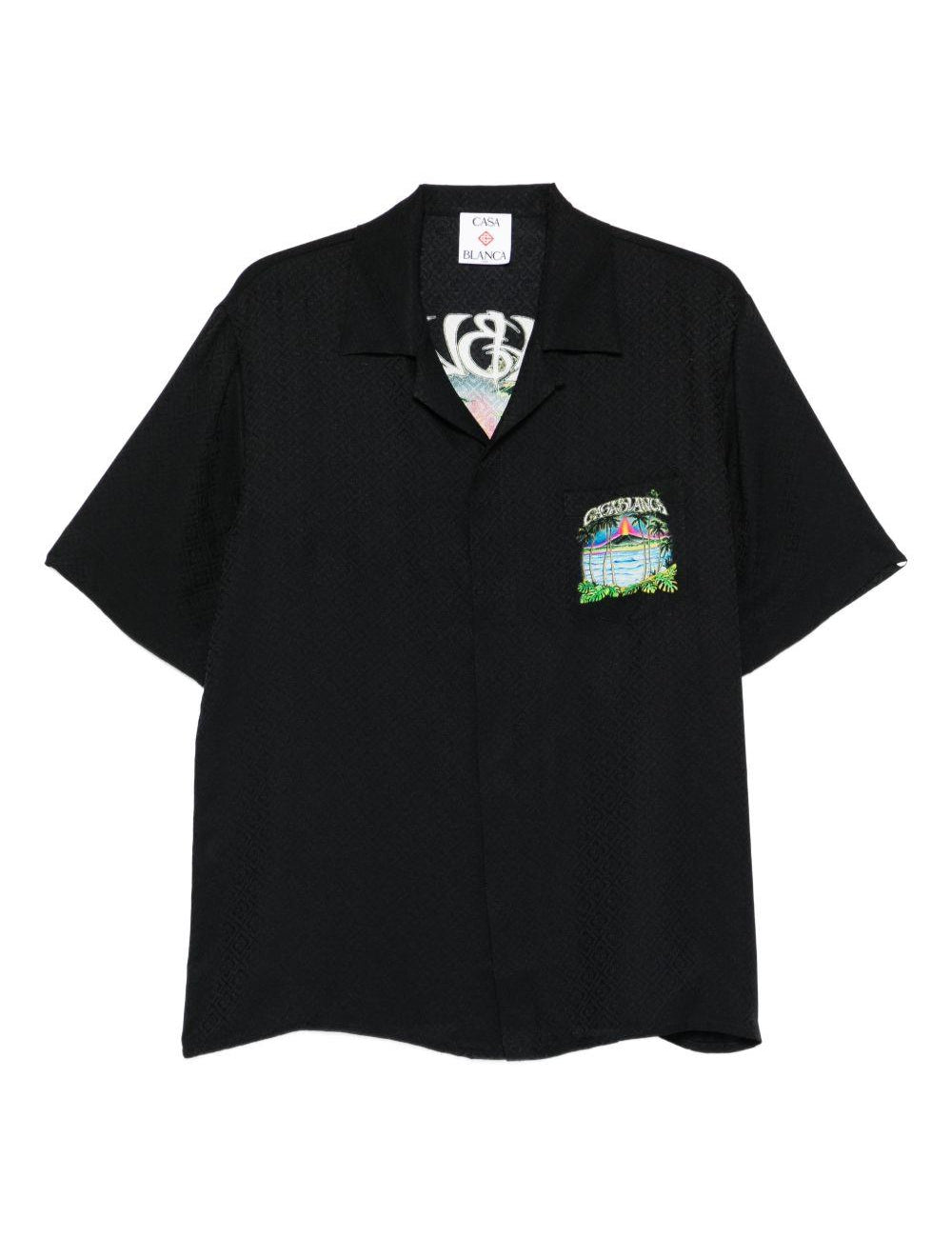 Camicia a maniche corte con stampa grafica in nero Casablanca - uomo 