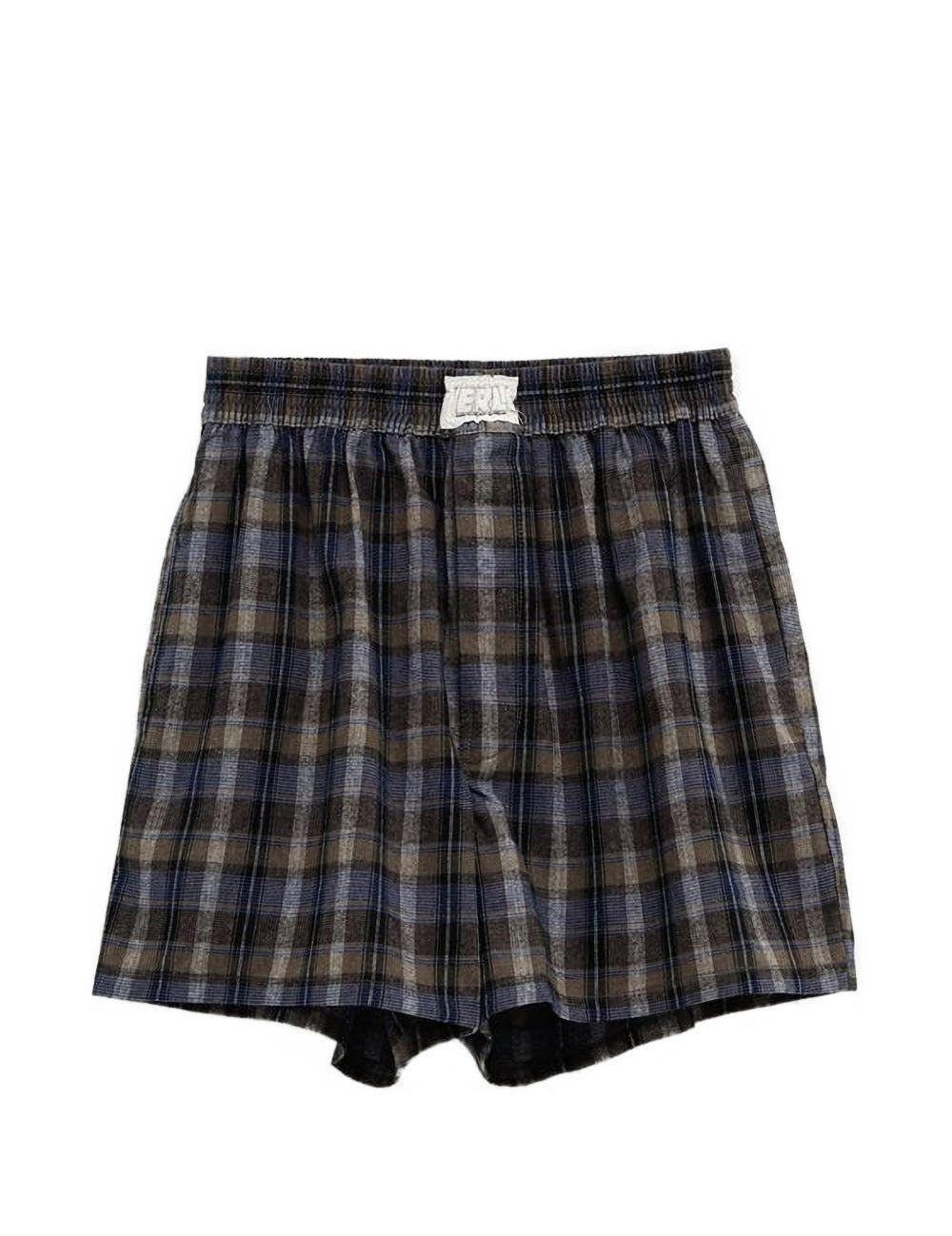 Boxer a quadri in marrone e blu Erl - unisex 