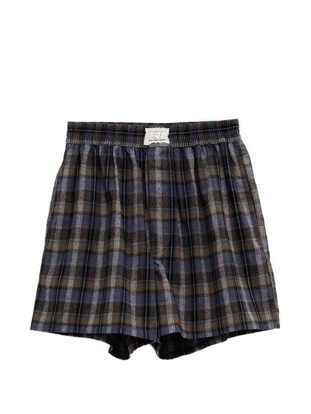 Boxer a quadri in marrone e blu Erl - unisex 