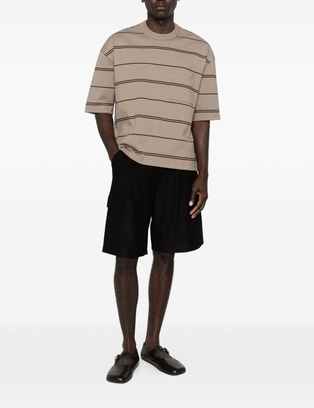 T-shirt a righe con taschino sul petto in beige Comme des garcons homme - uomo 