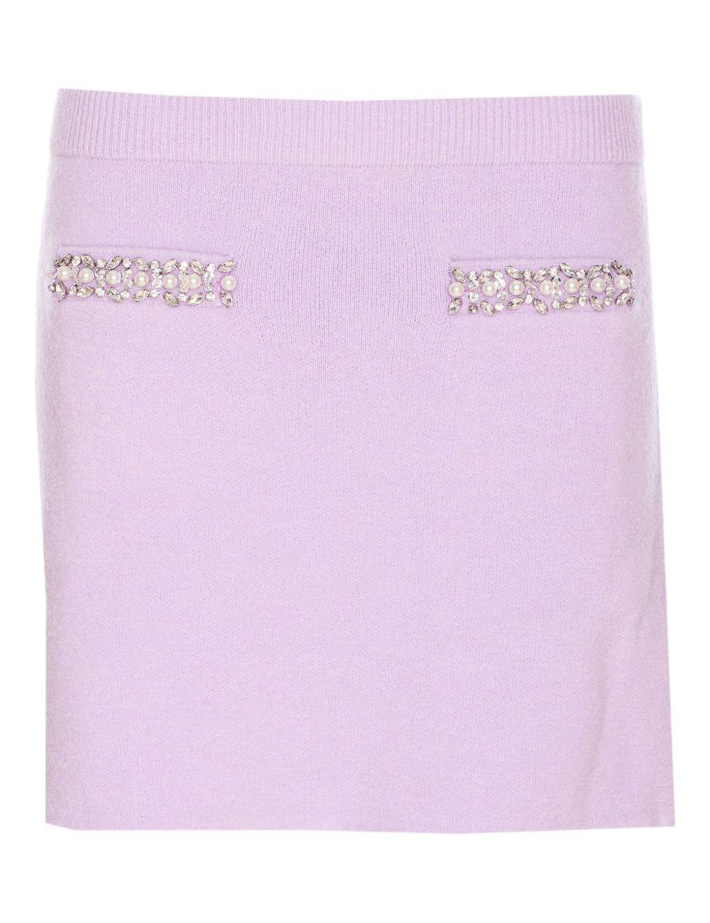 Gonna in maglia con strass in lilla Self-portrait - donna 