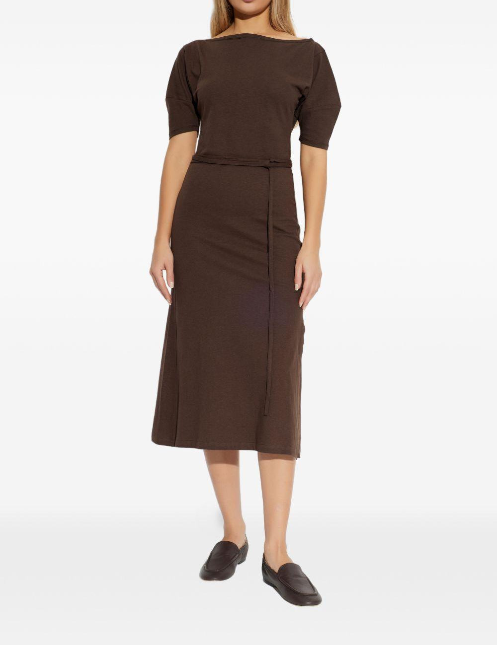 Abito midi con nodo in vita marrone Lemaire - donna 