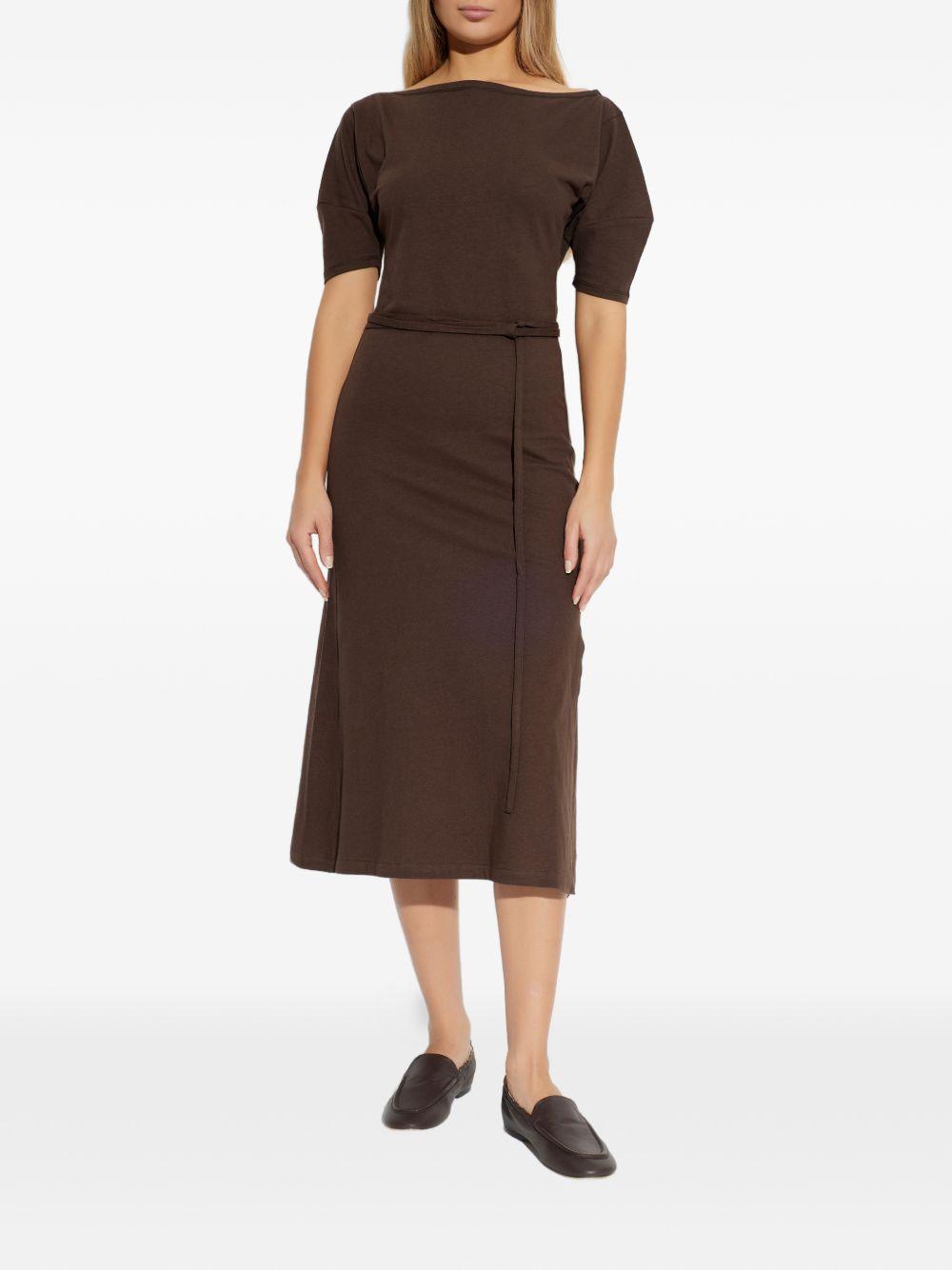 Abito midi con nodo in vita marrone Lemaire - donna 