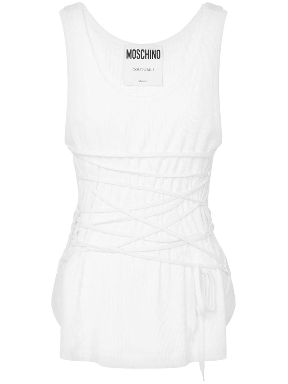 Top con stampa logo in bianco Moschino - donna 