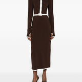 Abito midi con colletto polo in marrone e bianco Rowen Rose - donna 