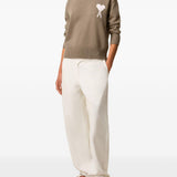 Maglione girocollo in marrone Ami paris - uomo 