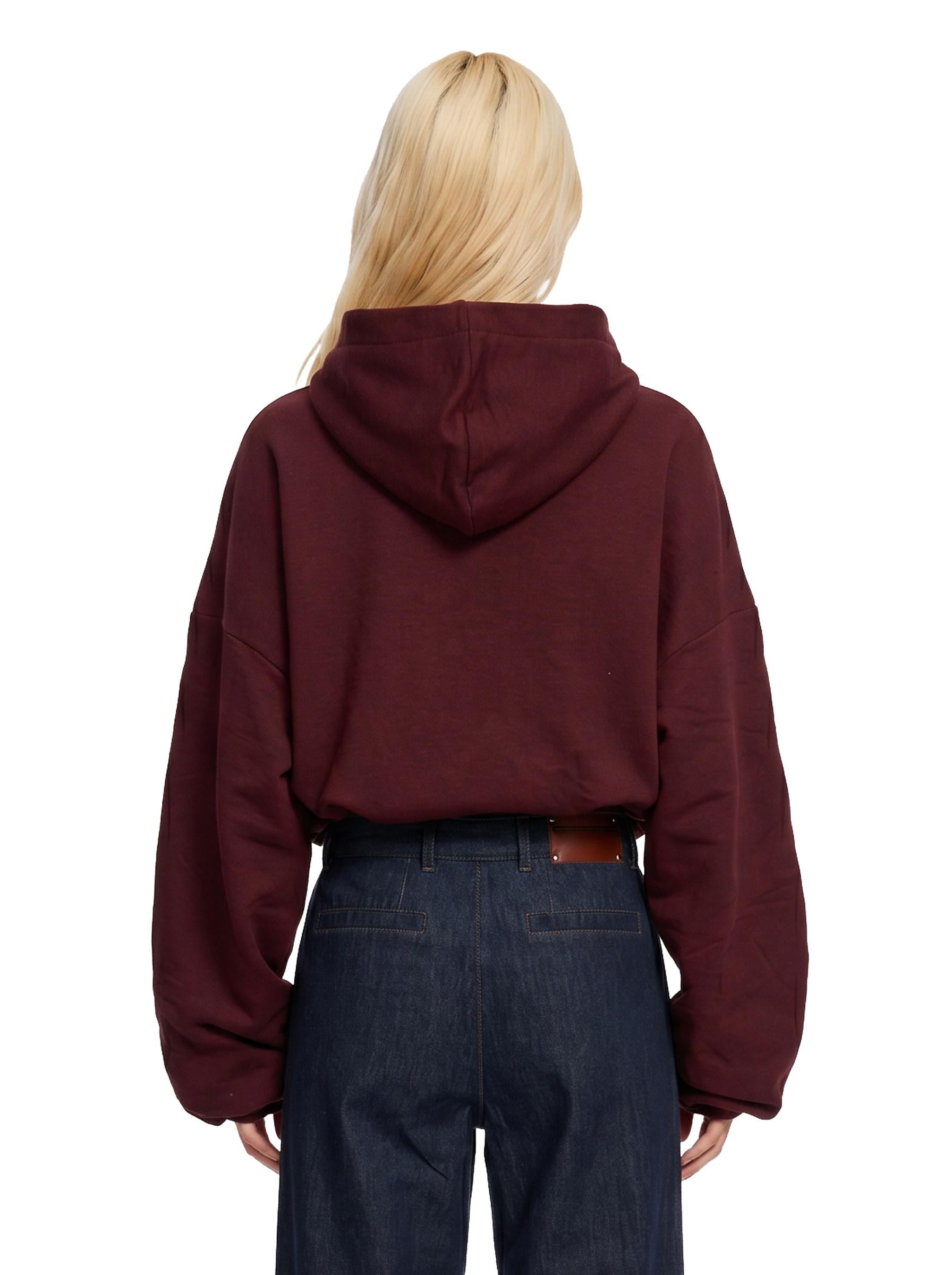 Felpa con cappuccio e zip bordeaux 