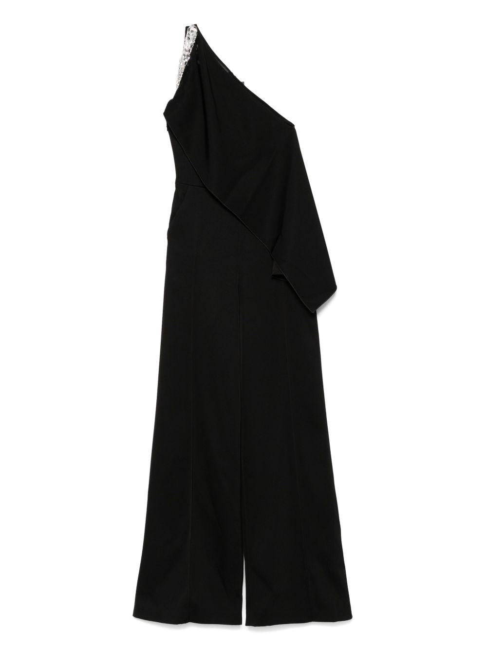 Tuta intera drappeggiata con cristalli in nero David Koma - donna 